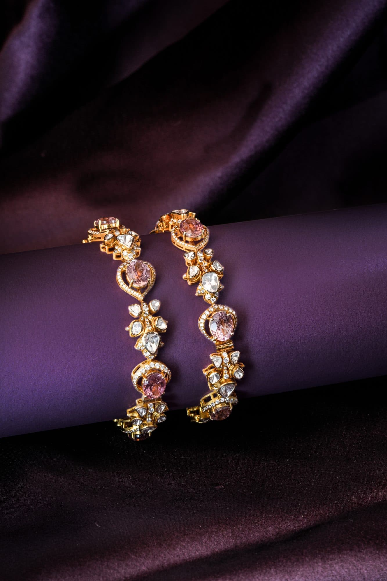 A pair of slim Polki bangles